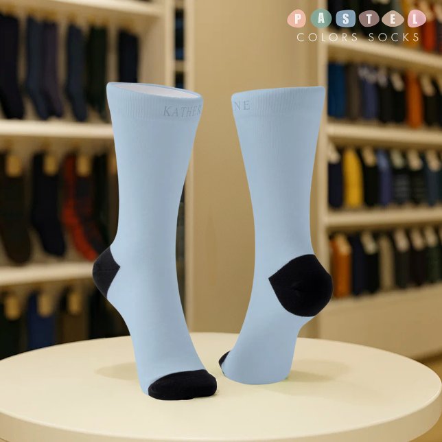 Chaussette Couleur Bleu Bébé Pastel Clair Ciel Doux Uni  (Solid Soft Sky Light Pastel Baby Blue Color Socks
)