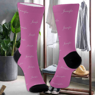 Chaussette Couleur de texte de nom personnalisé Simple Élégan