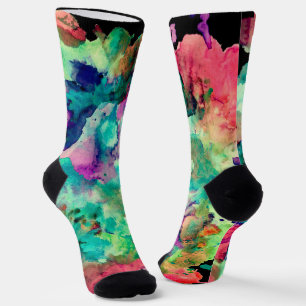 Chaussette Couleur, Fou, Tendance, Aquarelle Abstraite Bold