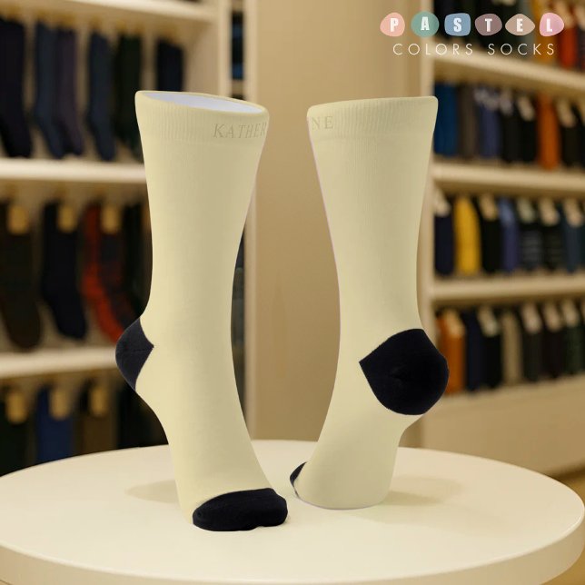 Chaussette Couleur Jaune Banane Pastel Lumière Douce Uni (Solid Soft Light Pastel Banana Yellow Color Socks
)