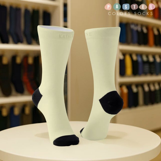 Chaussette Couleur Jaune Citron Pastel Lumière Douce Uni (Solid Soft Light Pastel Lemon Yellow Color Socks
)