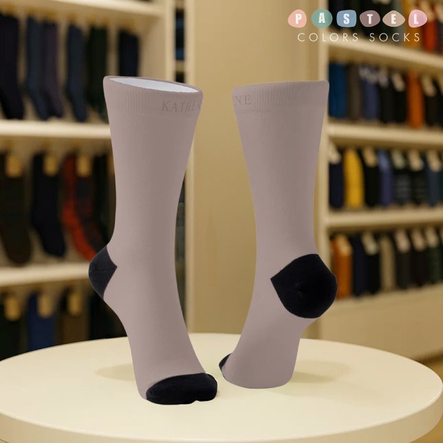 Chaussette Couleur marron rose pastel violet clair uni (Solid Soft Light Paste Pinkish Purple Brown Color Socks
)