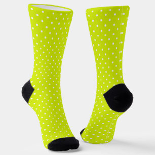Chaussette Couleur néon avec pois blancs.