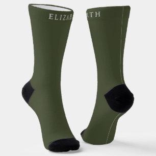 Chaussette Couleur verte de l'aiguille de pin initiale et de