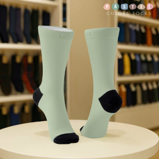 Chaussette Couleur Verte Mousse Douce Pâle Lumière Douce Uni