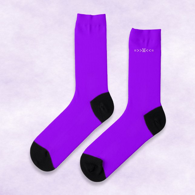 Chaussette Couleur Violet Néon Clair Monogramme Initial Perso (Créateur téléchargé)