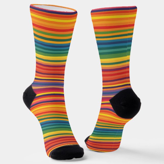 Chaussette Couleurs chaudes Motif de bande (Angulaire)