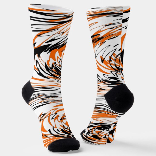 Chaussette Couleurs du Bengale Orange et lignes noires (Angulaire)