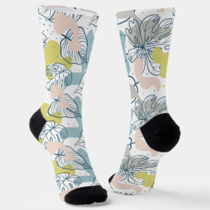 Chaussette Couleurs pastel Palm feuilles et formes organiques