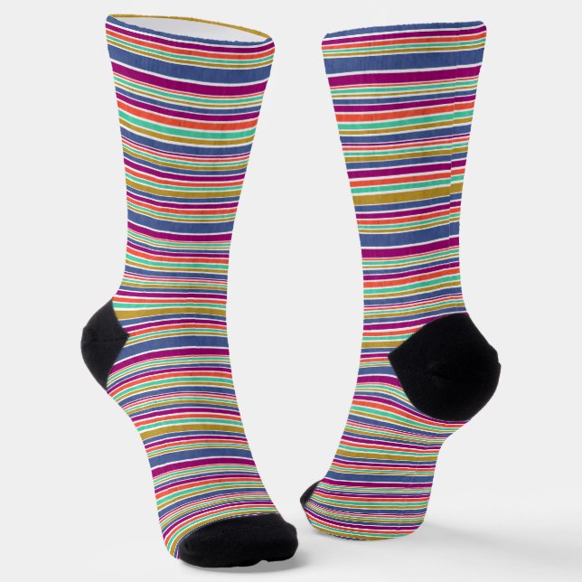 Chaussette Couleurs Rétro Aspect Texturé Rayures (Angulaire)