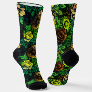 Chaussette Couleurs uniques Vintage imprimé floral