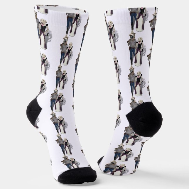 Chaussette Couple westernien Cow-Boy Chien (Angulaire)