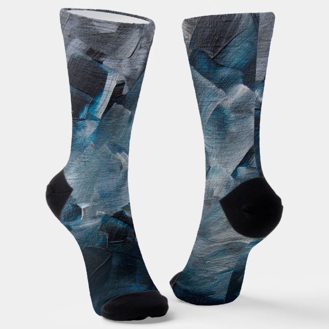 Chaussette Coups de pinceau abstraits sombres dans des tons b (Angulaire)