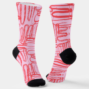 Chaussette Courbe rose Wavy Squiggle Abstrait moderne