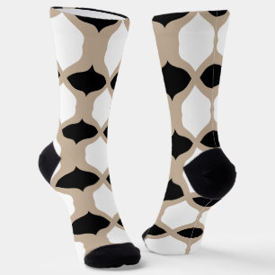 Chaussette Courbes douces Motif - Taupe, noir et blanc