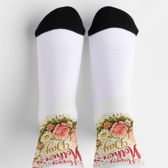 Chaussette Couronne florale élégante de joyeuse fête des Mère (Haut)