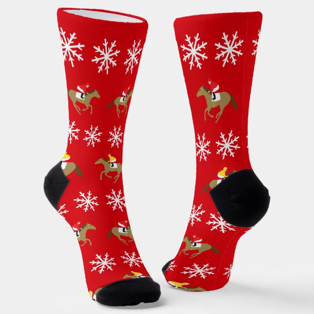 Chaussette Course de chevaux de Noël Rouge (Angulaire)