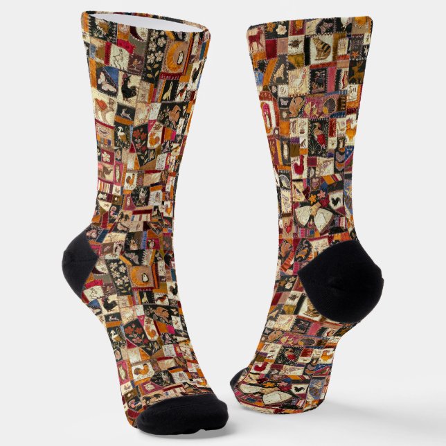 Chaussette Couvre-lit vintage Crazy avec des animaux (Angulaire)
