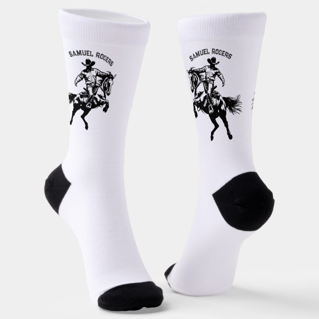 Chaussette Cowboy à cheval nom personnalisé (Angulaire)