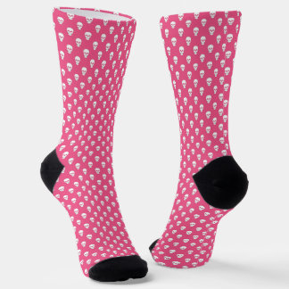 Chaussette Crâne à point Polka sur rose