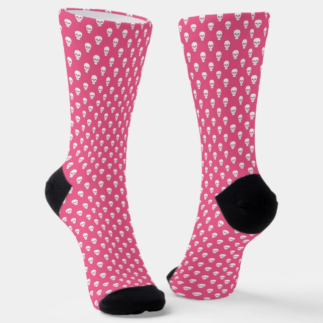 Chaussette Crâne à point Polka sur rose (Angulaire)