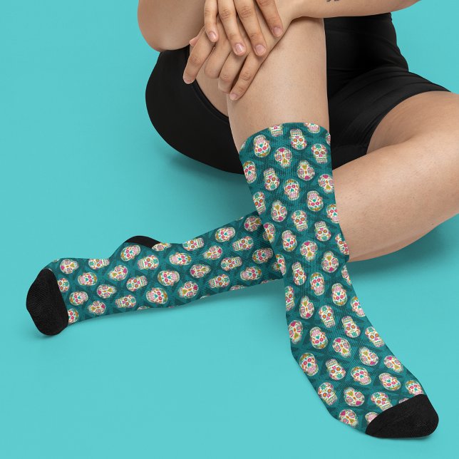 Chaussette Crânes à sucre Dia De Los Muertos (Créateur téléchargé)