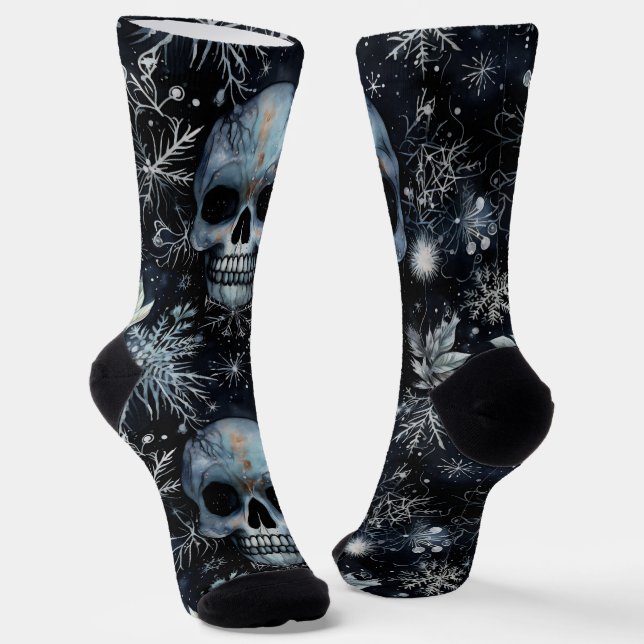 Chaussette Crânes de Noël gothiques Éffrayants (Angulaire)