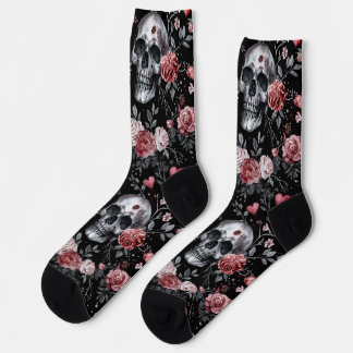 Chaussette Crânes gothiques de cuisine avec Rose