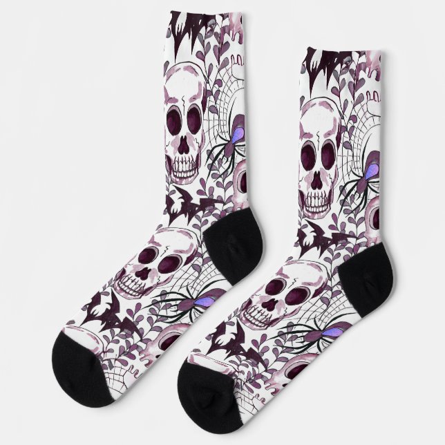 Chaussette Crânes pourpres, chauves-souris et tri (Gauche)