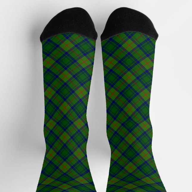 Chaussette Cranstoun tartan vert bleu plaid (Haut)