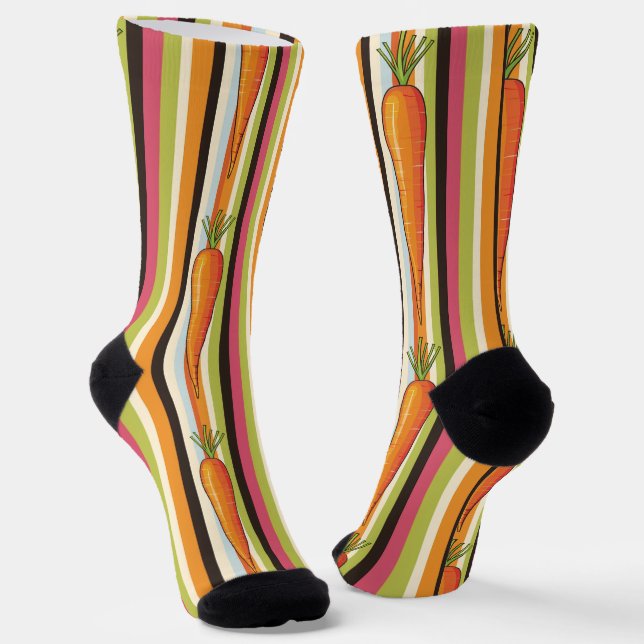 Chaussette Craze de carottes - Motif végétal dynamique (Angulaire)