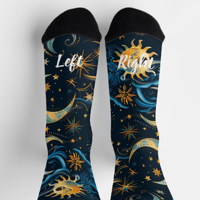 Chaussette Créez vos propres soleil, lune et étoiles bleus et (Haut)