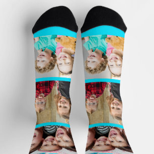 Chaussette Créez Votre Propre Cadre Néon Bleu 3 Photos Collag