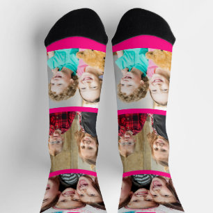 Chaussette Créez Votre Propre Cadre Rose Néon 3 Collage de Ph