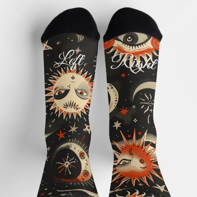 Chaussette Créez Votre Propre Céleste Noir Orange (Haut)