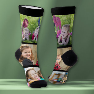 Chaussette Créez Votre Propre Collage Photo de 3 Enfants de F