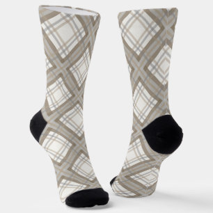 Chaussette Crème Brown et Plaid Gris Unisex