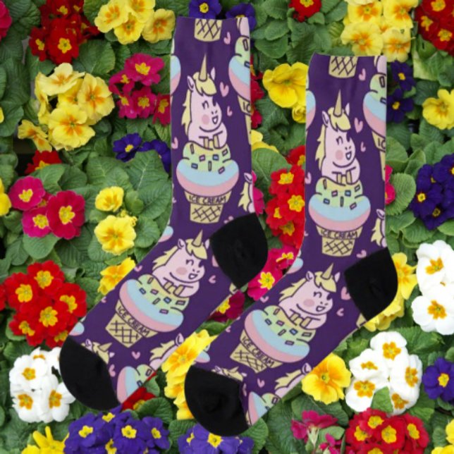 Chaussette Crème Glacée Licorne Fière Douce Chaussettes Viole (Créateur téléchargé)