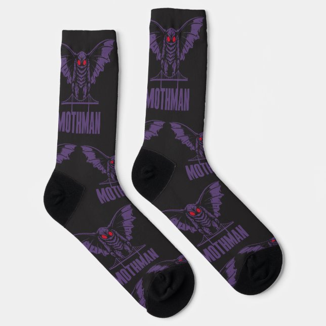 Chaussette Crew Socks mothman pattern purple (Droite)