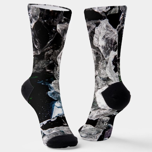 Chaussette Cristaux blancs dans l'espace noir cool abstrait (Angulaire)
