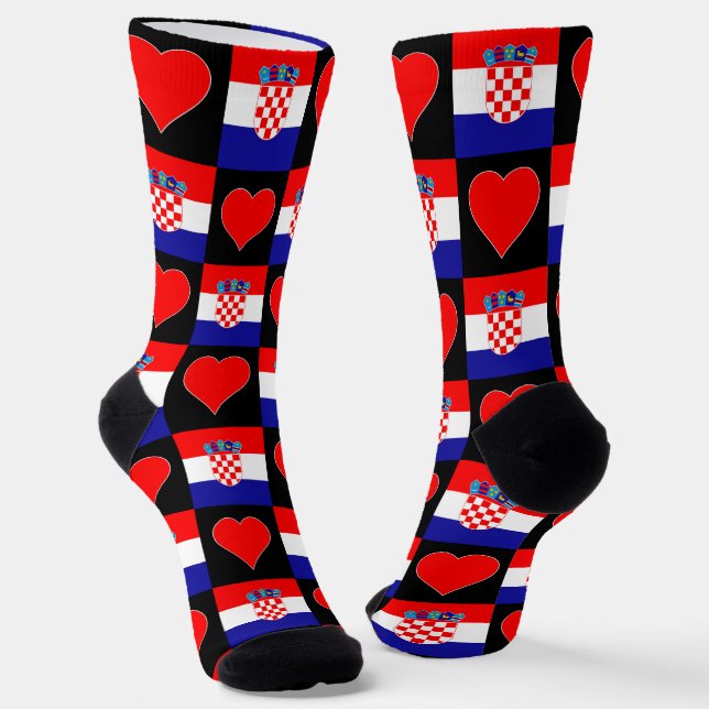 Chaussette Croatie Drapeau Coeur Motif Amusant Fierté croate (Angulaire)
