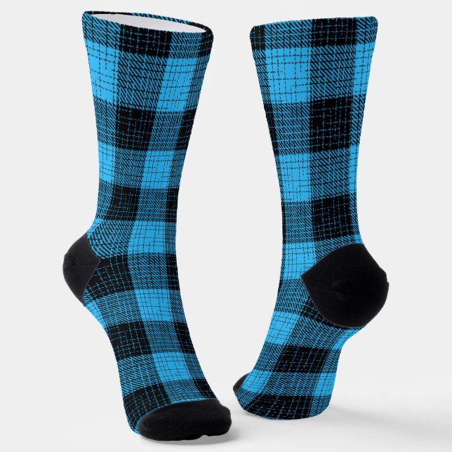 Chaussette  Croix à carreaux bleu noir de Buffalo (Angulaire)