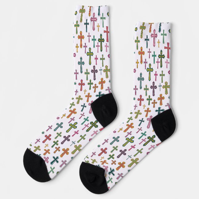 Chaussette Croix de Pâques colorée à motifs (Gauche)