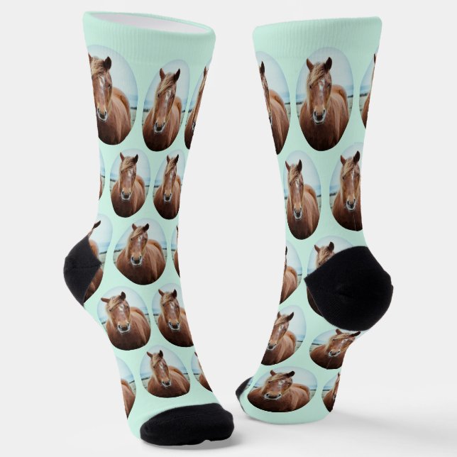 Chaussette Cuire Votre Cheval Photo Mint Vert Ovale Animaux P (Angulaire)