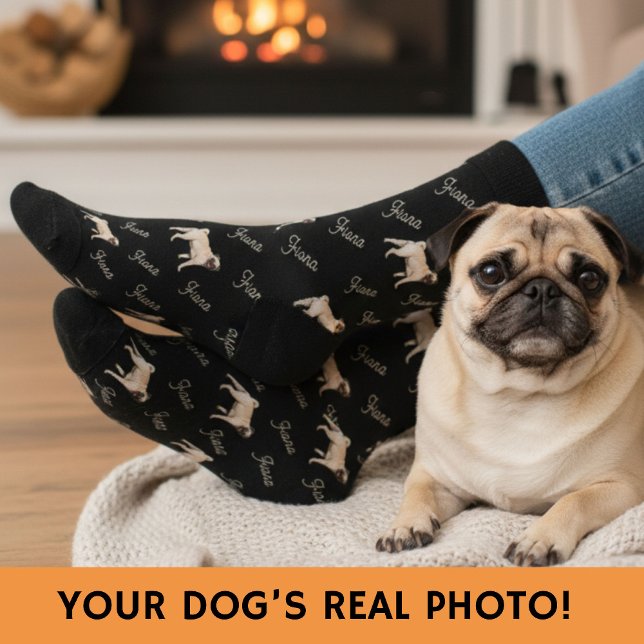Chaussette Custom Black Dog Photo Socks (Créateur téléchargé)