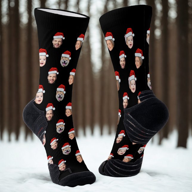 Chaussette Custom Christmas Face Socks, Santa Hat 4 Faces (Créateur téléchargé)