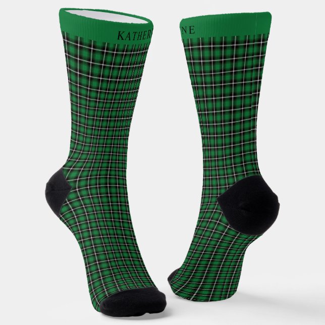 Chaussette Custom Dark Green Black Checkered Pattern (Angulaire)