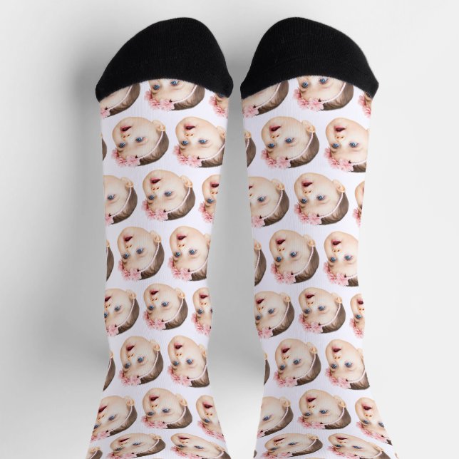 Chaussette Custom Face Personalized Photo Sock Christmas Gift (Haut)