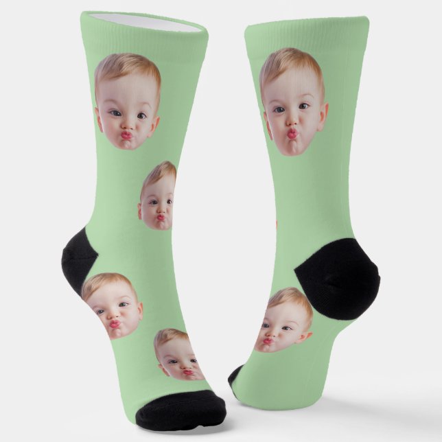Chaussette Custom Face Socks Gift Personalized Kids Mens Dad (Angulaire)