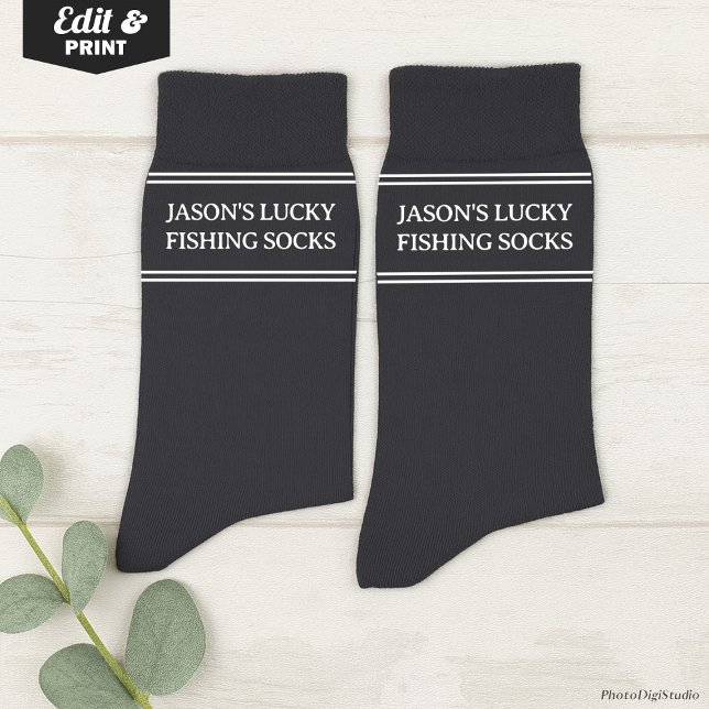 Chaussette Custom Lucky Fishing Socks Birthday Christmas Gift (Custom Lucky Fishing Socks Gray, Funny Christmas Gift for Dad, Birthday Gift for Husband Fisherman)